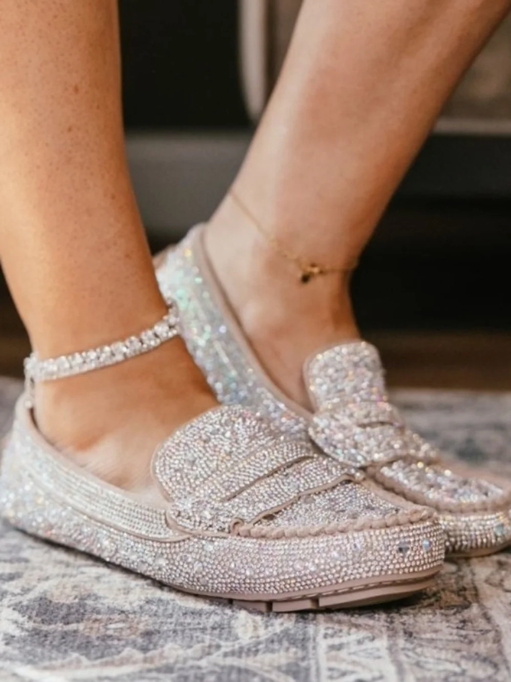 Corkys Women's Embellished Crystal Loafers in Beige (Penny For Your Thought)